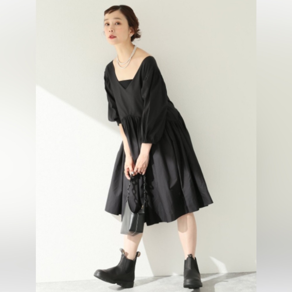Merlette Miller dress 100% cotton puff sleeve oversize tunic Black sz S Small